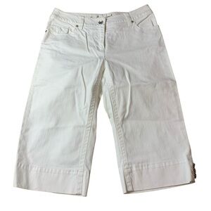 CONTRAST White Denim Capri Jeans Size 7 Stretch Y2K